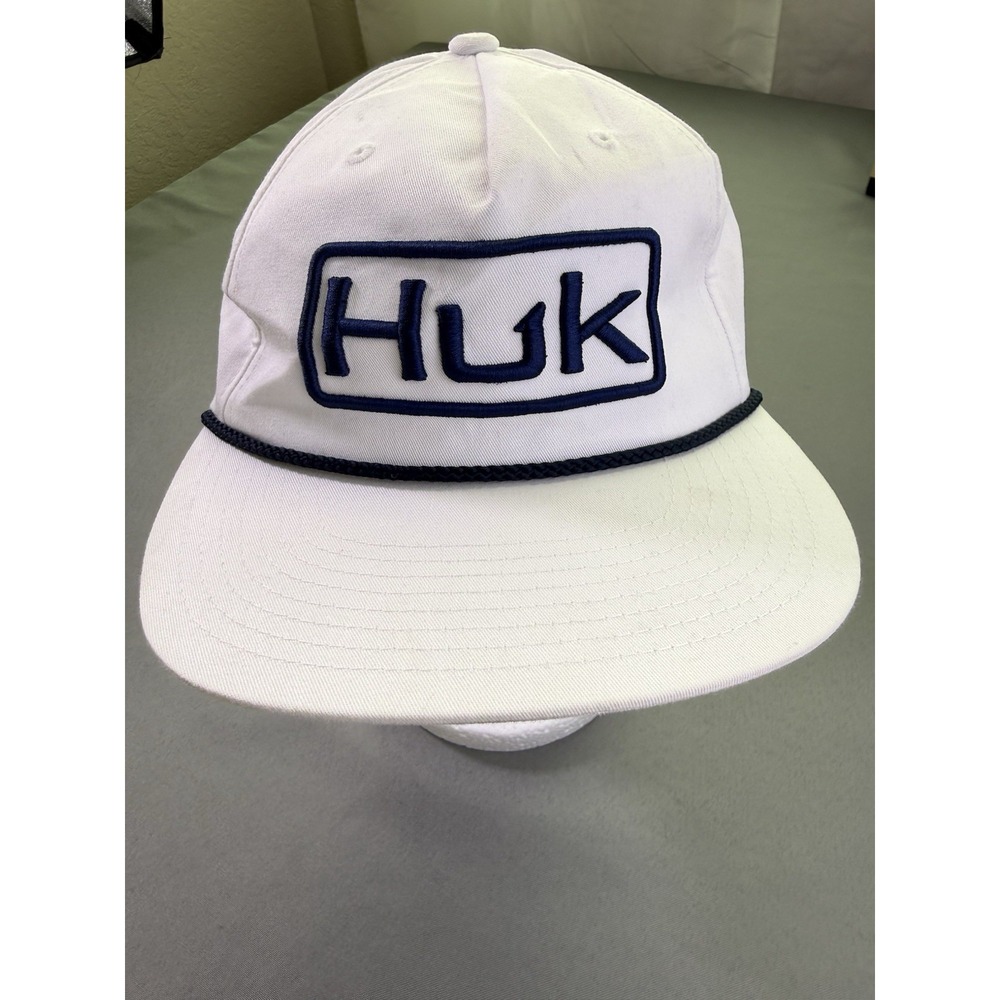 HUK Hat Cap White Strap Back‎ Rope The Classics Fishing Performance Sailing